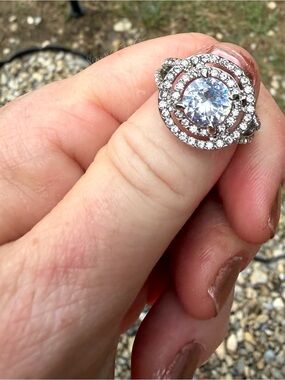 Sparkling Halo two carat  Moissanite Statement Ring size 7